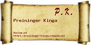 Preininger Kinga névjegykártya